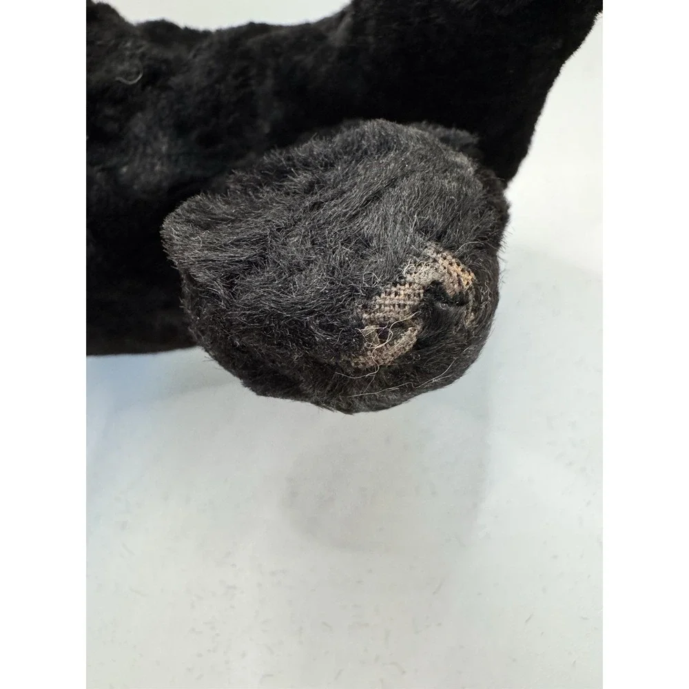 Antique Mohair Scottish Terrier Plush Black Scottie Dog Glass Eyes Vintage 10in